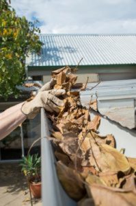 If you don't want to use a gutter scoop, suede gloves are the best option to protect your hands when cleaning out your gutter system. 